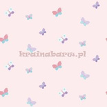 Tapeta wesołe kolorowe motylki na różowym  tle